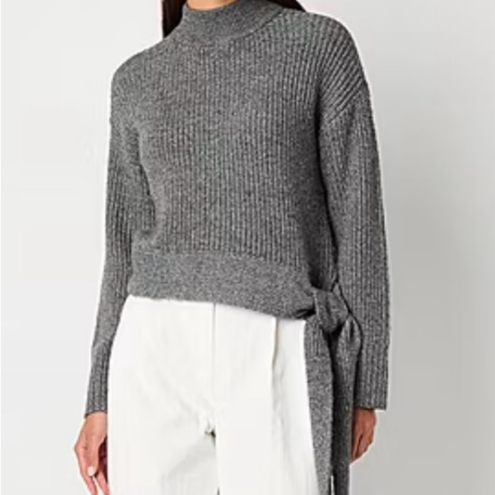 Worthington Womens Mock Neck Long Sleeve Pullover Sweater